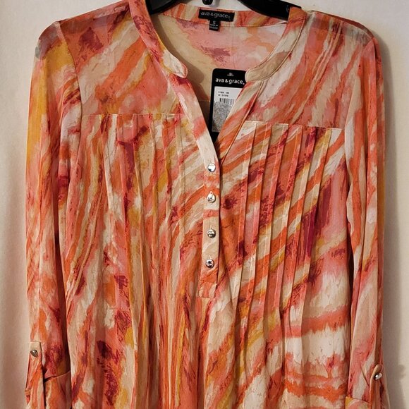 Ava & Grace Orange and white top size small ( NWT) - Picture 3 of 6